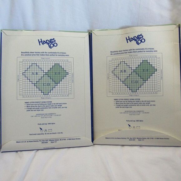 Hanes Too Hosiery Size E-F Sheer Pantyhose (2) Black Navy Style 117 VTG 1994 - Picture 4 of 11
